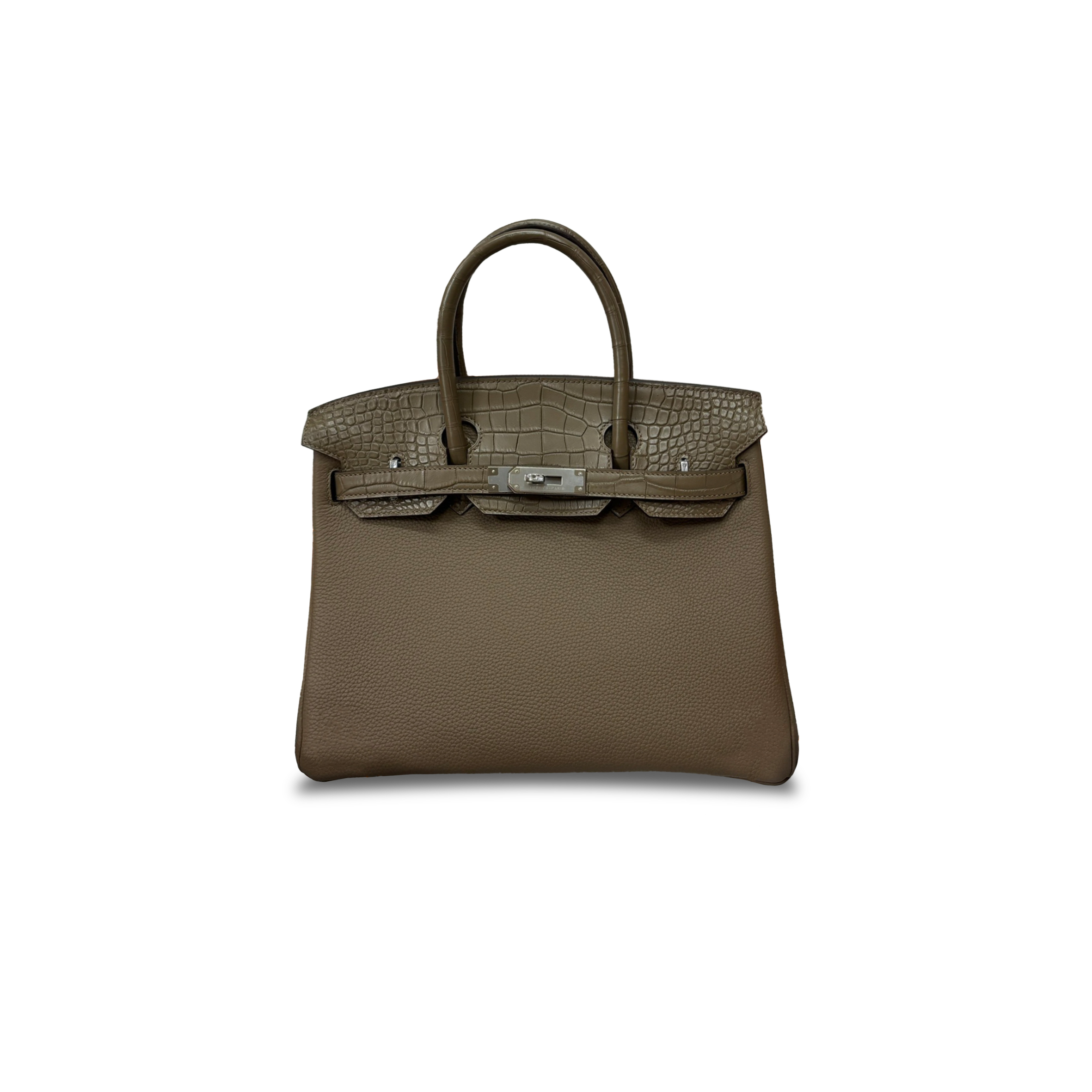 H**mes master birkin 30 crocodile and togo leather elephant grey silver buckle h076235ck03 (30*22*16cm)